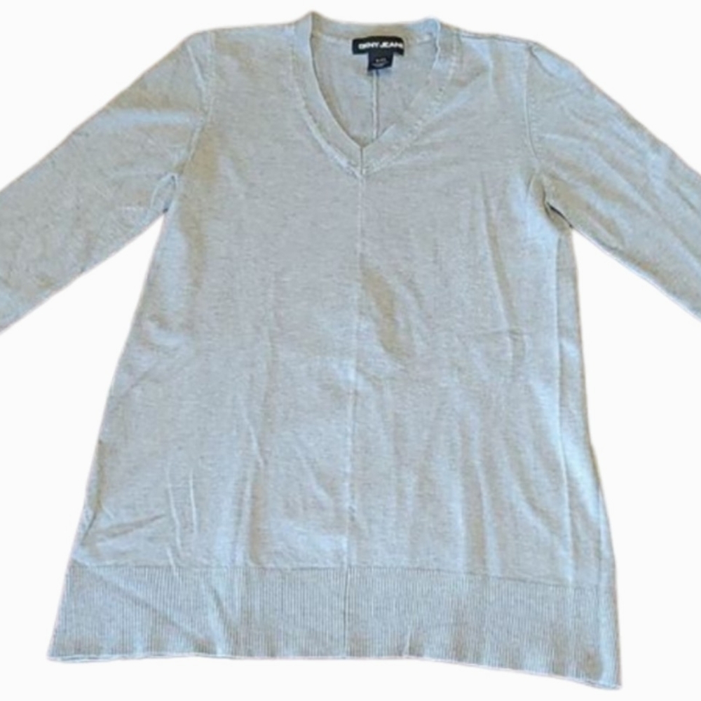 DKNY Jeans Pullover Sweater V-Neck Cardigan Long Sleeve Ribbed Hem Lightweight